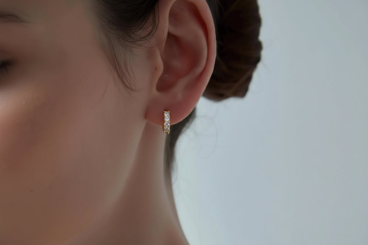 Micro Paved Huggies in Gold