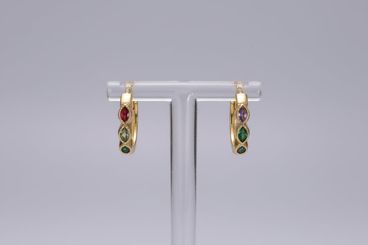 Birthstone Marquise Huggies