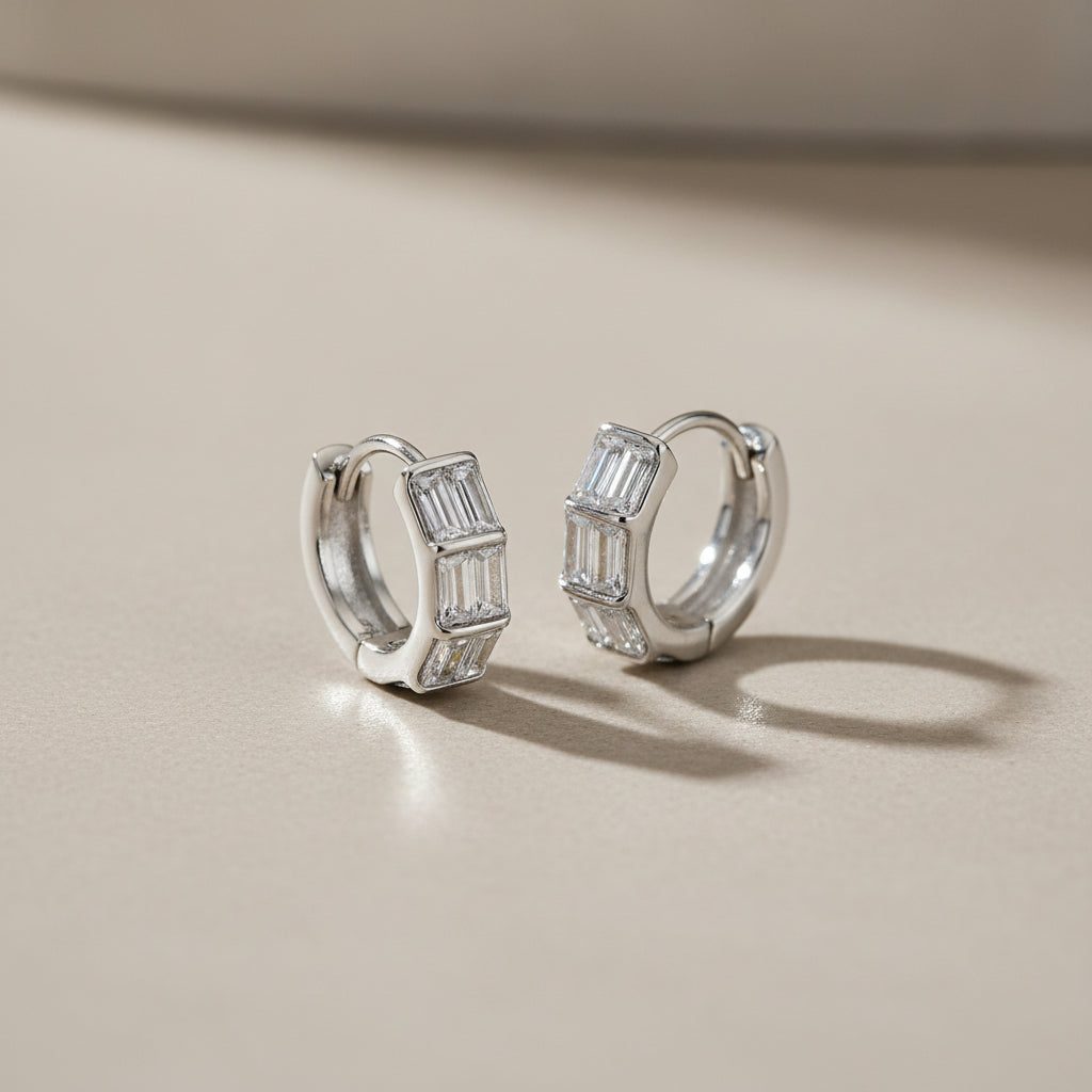 Triple Baguette Hoops