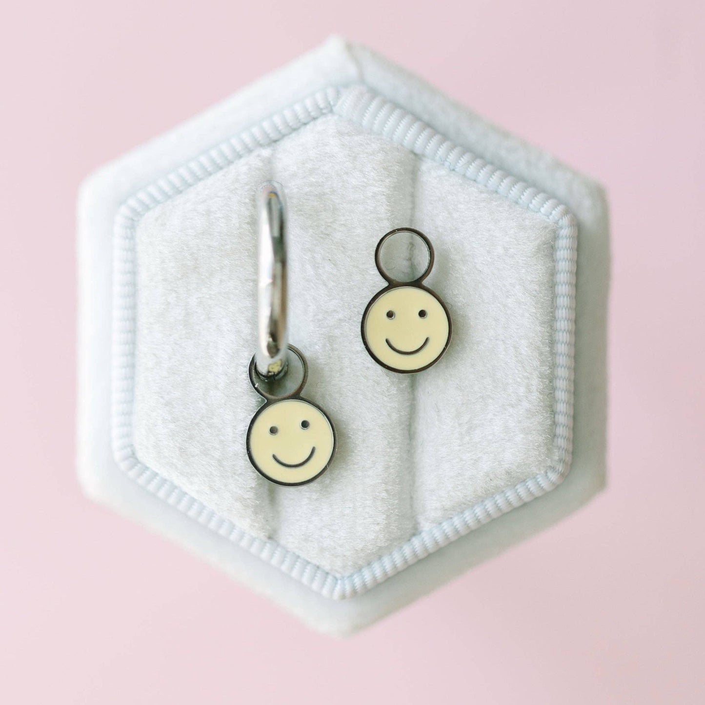 Silver Yellow Smiley Charms