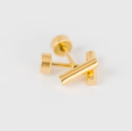 Gold Bar Screw Back Studs