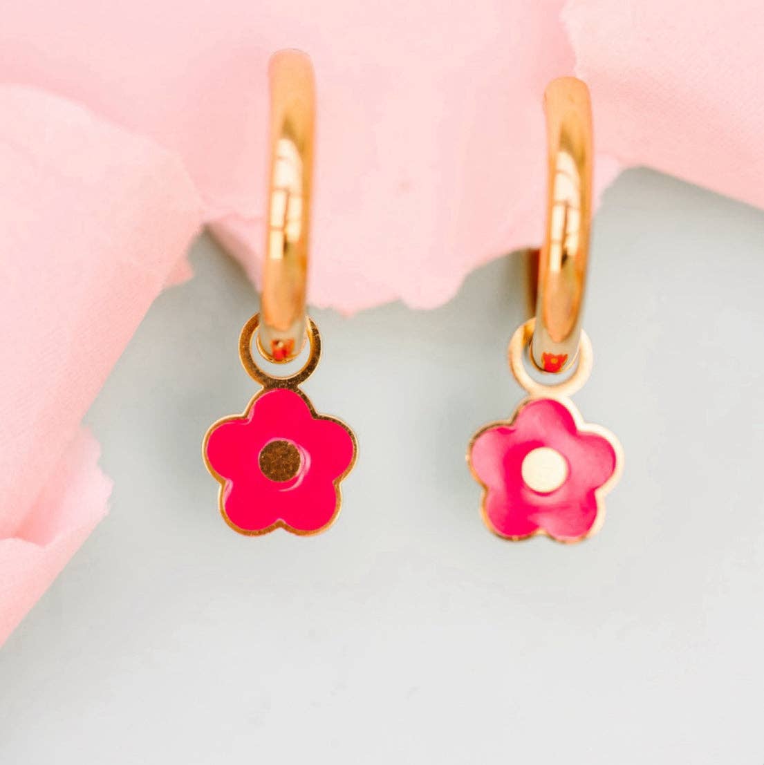 Hot Pink Flower Charms