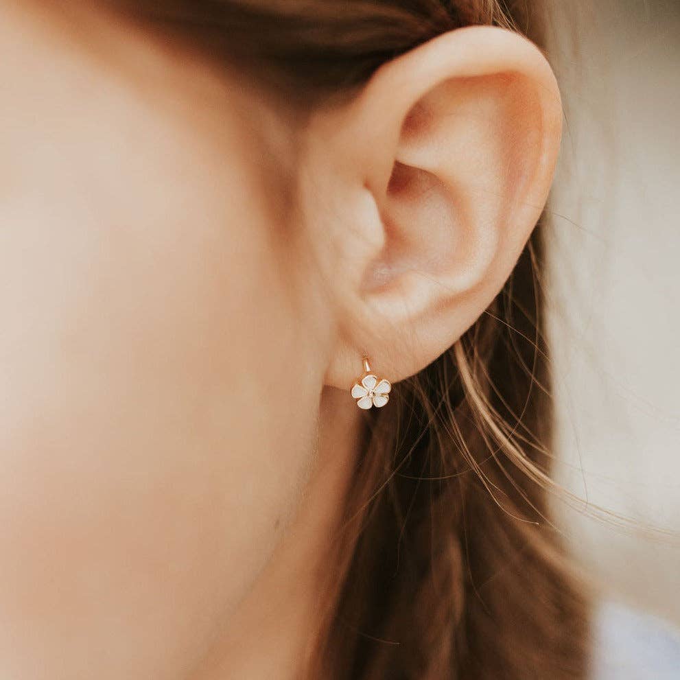 Flower Mini Hoops: Gold
