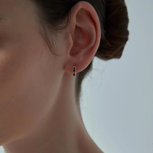 Rainbow Gemstone Hoops