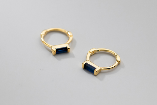 Sapphire Baguette Gemstone Huggies