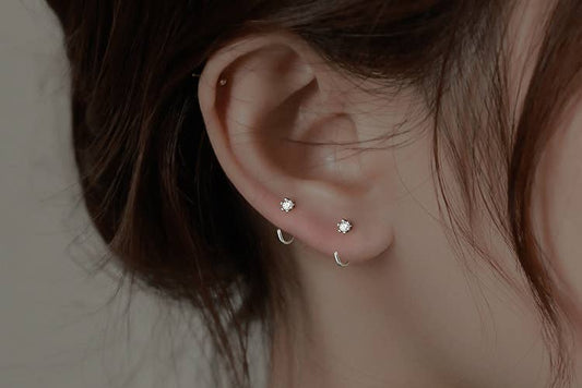 Open Hoop Huggies in Silver