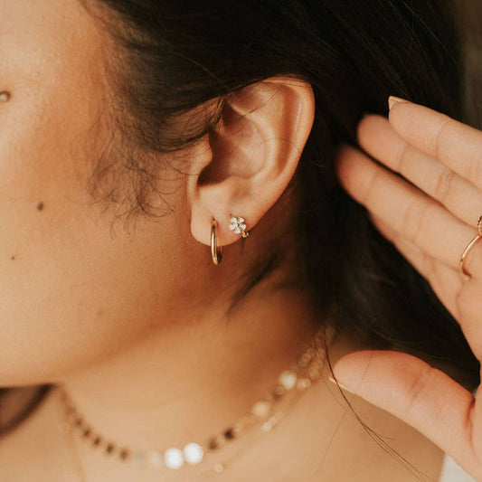 Flower Mini Hoops: Gold