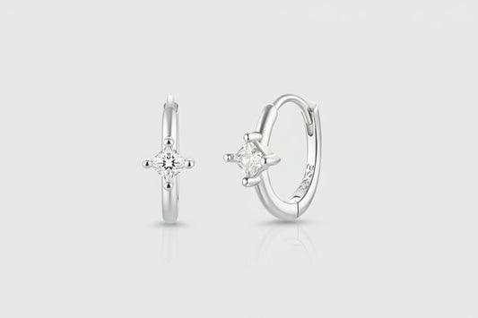 Single Diamond Huggies in Silver