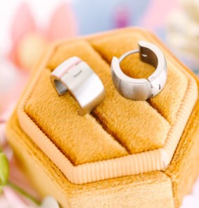 Chunky Brushed Silver Huggies