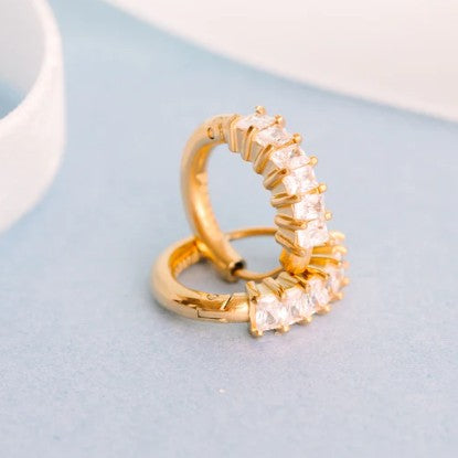 Diamond Ring Huggies Gold