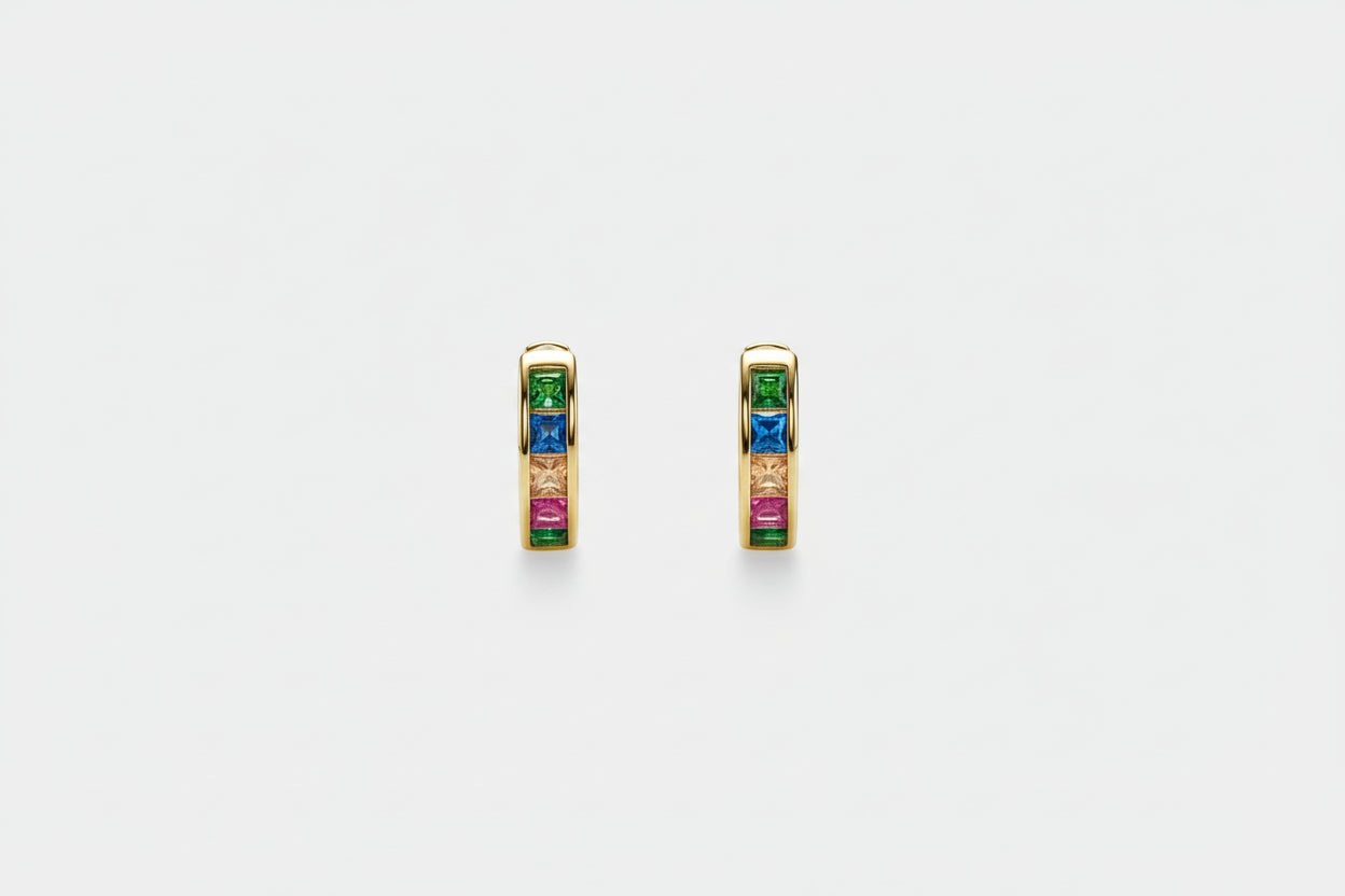Rainbow Gemstone Hoops