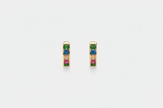 Rainbow Gemstone Hoops