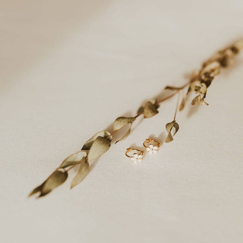 Flower Mini Hoops: Gold