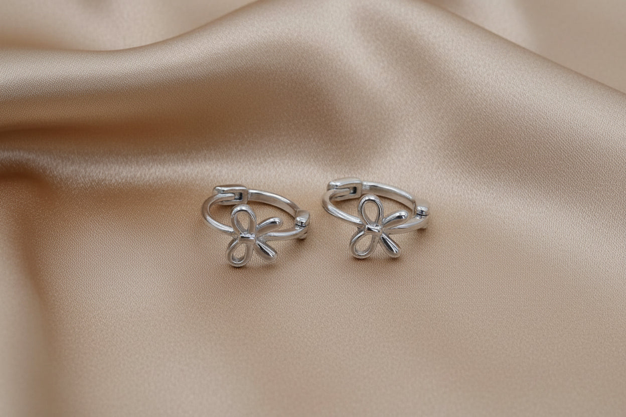 Bow Huggies in Silver