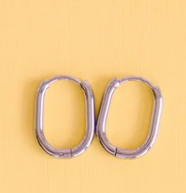 Rectangle Silver Huggies
